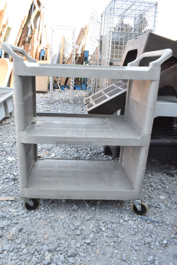 Gray Poly 3 Tier Cart on Commercial Casters.  - Image 1 of 2