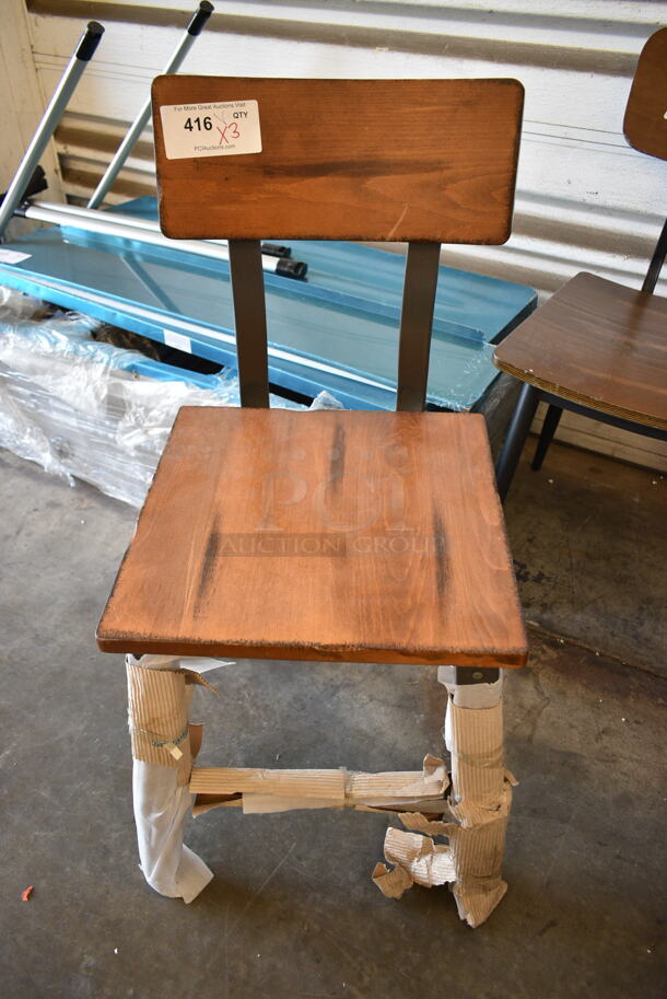 3 BRAND NEW SCRATCH AND DENT! Wooden Dining Height Chair on Metal Frame. 3 Times Your Bid!  - Image 6 of 8