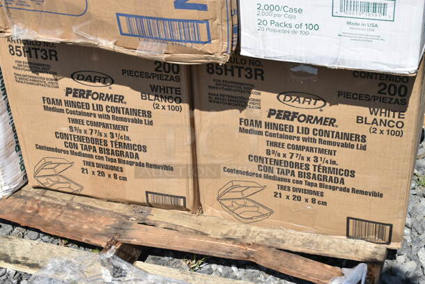 PALLET LOT of 20 BRAND NEW Boxes Including 500TO993C3 Choice 9" x 9" x 3" Microwaveable 3-Compartment Black / Clear Plastic Hinged Container - 100/Case, 500TO1183 Microwaveable 2-Compartment Black, 5003DNAP Choice 15" x 17" White 3-Ply Dinner Napkin - 2000/Case, 2 Box Dart 85HT3R 8" x 8" x 3" White Foam Three-Compartment Square Take Out Container with Perforated Hinged Lid - 200/Case, 760FF16 Choice 16 oz. French Fry Cup - 1000/Case, 164MB912BLK Choice 9" x 12 1/2" Black Wood Color Menu Holder / Presenter with Straps, 128HD8COMBO Choice Heavy Duty 8 oz. Microwavable Translucent Plastic Deli Container and Lid Combo Pack - 240/Case, 50016W Choice 16 oz. White Poly Paper Hot Cup - 1000/Case. 20 Times Your Bid!  - Image 5 of 12