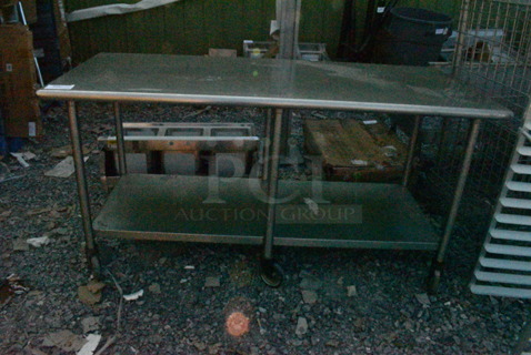 Stainless Steel Table w/ Under Shelf on Commercial Casters. 