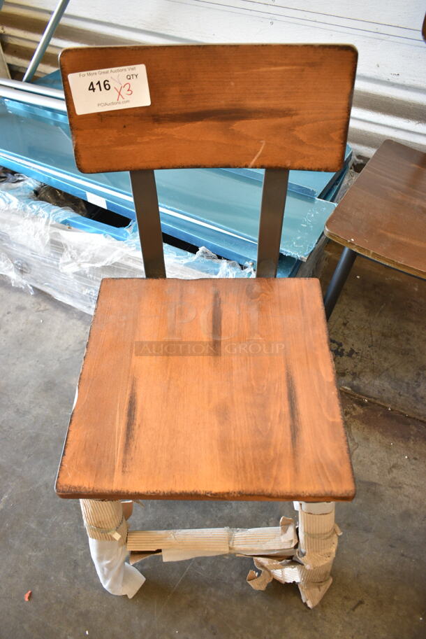 3 BRAND NEW SCRATCH AND DENT! Wooden Dining Height Chair on Metal Frame. 3 Times Your Bid!  - Image 8 of 8
