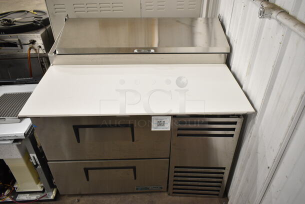 BRAND NEW SCRATCH AND DENT! 2024 True TPP-AT-44D-2-HC Stainless Steel Commercial 44 5/8" Refrigerated Pizza Prep Table with Two Drawers. 115 Volts, 1 Phase. Tested and Working! - Image 2 of 11