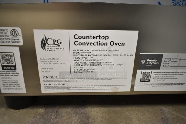 BRAND NEW SCRATCH AND DENT! Cooking Performance Group CPG 351COHD4M Electric Digital Countertop 4 Tray Half Size Convection Oven with Moisture Injection. 208-240 Volts, 1 Phase.  - Image 9 of 9