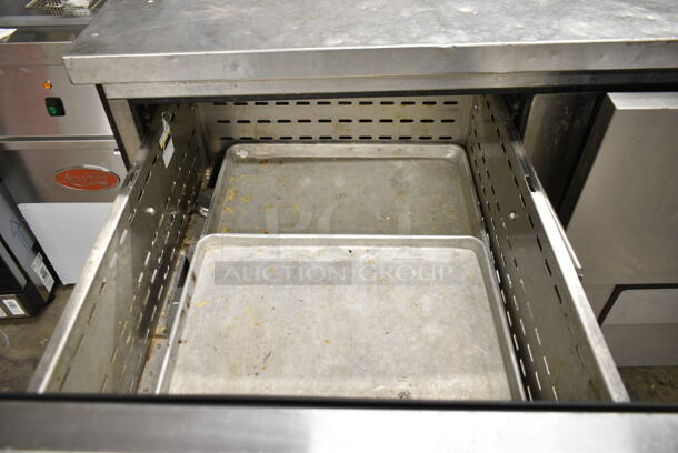 True TPP-93D-6 Stainless Steel Commercial Pizza Prep Table w/ 6 Drawers on Commercial Casters. 115 Volts, 1 Phase. Tested and Working! - Image 11 of 12