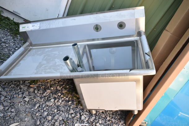 BRAND NEW SCRATCH AND DENT! Regency 600S1181824L Stainless Steel Single Bay Sink w/ Left Side Drain Board.  - Image 3 of 7