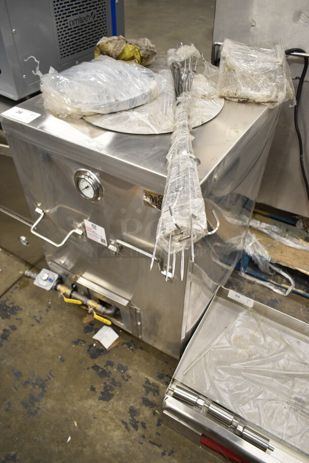 BRAND NEW SCRATCH AND DENT! Morni Stainless Steel Commercial Natural Gas Powered Tandoor Tandoori Oven on Commercial Casters. - Image 3 of 12