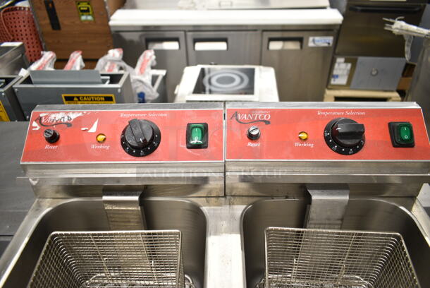 2023 Avantco 177F202 Stainless Steel Commercial Countertop Electric Powered 2 Bay Fryer w/ Lids and Metal Fry Baskets. 208-240 Volts, 1 Phase. - Image 5 of 10