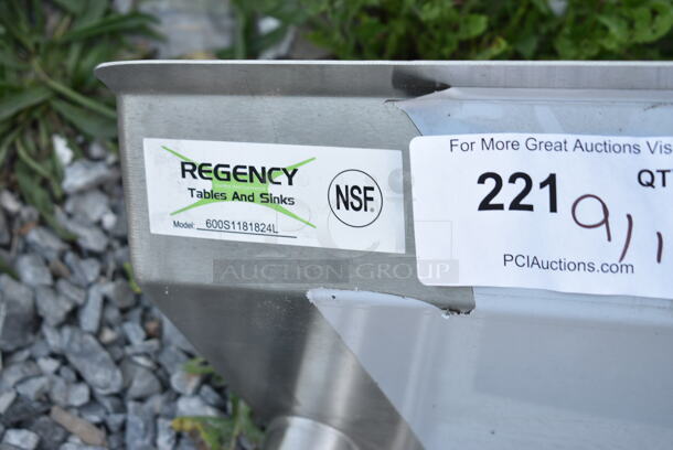 BRAND NEW SCRATCH AND DENT! Regency 600S1181824L Stainless Steel Single Bay Sink w/ Left Side Drain Board.  - Image 7 of 7