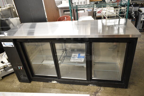 BRAND NEW SCRATCH AND DENT! 2024 Avantco 178UBB72SHC 73" Black Counter Height Narrow Sliding Glass Door Back Bar Refrigerator with LED Lighting. 115 Volts, 1 Phase. Tested and Working!
 - Image 2 of 9
