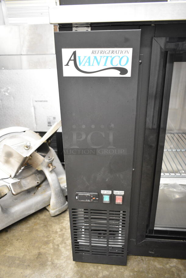 BRAND NEW SCRATCH AND DENT! 2024 Avantco 178UBB72SHC 73" Black Counter Height Narrow Sliding Glass Door Back Bar Refrigerator with LED Lighting. 115 Volts, 1 Phase. Tested and Working!
 - Image 5 of 9