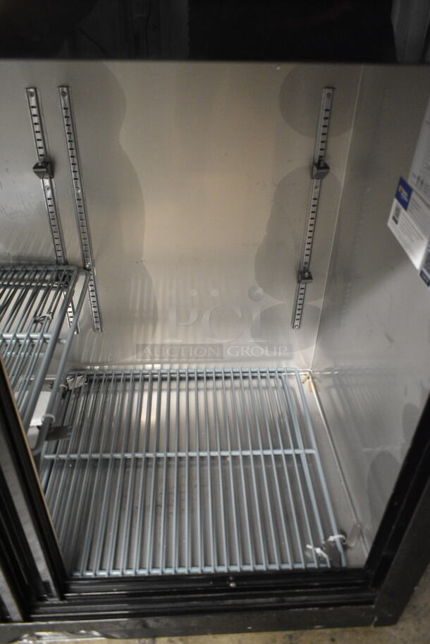 BRAND NEW SCRATCH AND DENT! 2024 Avantco 178UBB72SHC 73" Black Counter Height Narrow Sliding Glass Door Back Bar Refrigerator with LED Lighting. 115 Volts, 1 Phase. Tested and Working!
 - Image 6 of 9