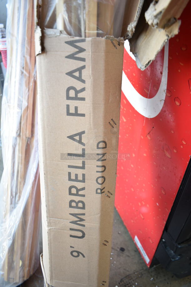 2 BRAND NEW SCRATCH AND DENT! Lancaster Table & Seating Wooden 9' Round Umbrella Frames. 2 Times Your Bid! - Image 3 of 4