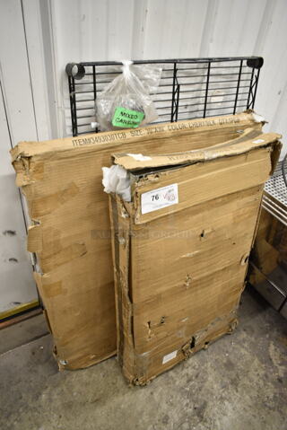 3 BRAND NEW SCRATCH AND DENT! Items Including Lancaster Table & Seating 3493030TCB 30" x 30" Laminated Square Table Top Reversible Cherry / Black, Baker's Lane 176C3IBM Cart for 3 Ingredient Bins, Black Finish Wire Shelf. 3 Times Your Bid! 