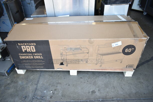 BRAND NEW SCRATCH AND DENT! Backyard Pro 554SMOKR60KD 60" Charcoal / Wood Smoker Grill with Adjustable Grates and Dome. May Be Missing Pieces.  - Image 4 of 6