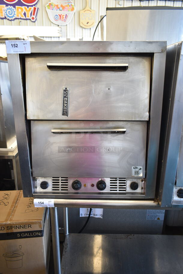 Bakers Pride P46S Stainless Steel Commercial Countertop Electric Powered 2 Deck Pizza Oven w/ Broken Cooking Stones. 208 Volts, 1 Phase.  - Image 1 of 6