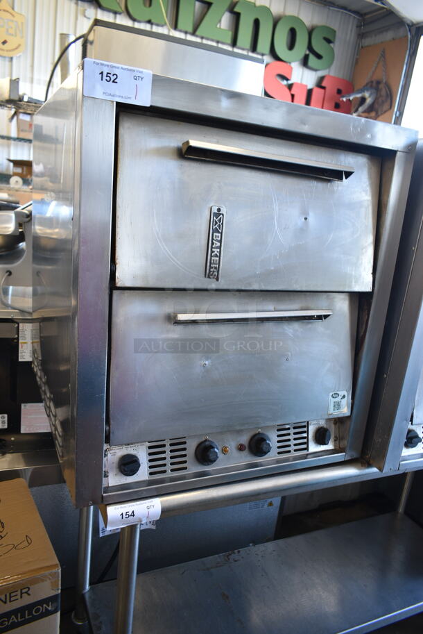 Bakers Pride P46S Stainless Steel Commercial Countertop Electric Powered 2 Deck Pizza Oven w/ Broken Cooking Stones. 208 Volts, 1 Phase.  - Image 2 of 6