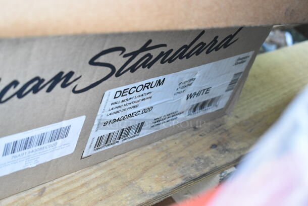 3 BRAND NEW SCRATCH AND DENT! Items Including American Standard 9134008EC.020 Decorum 21" x 20 1/4" White Vitreous China Single Bowl Wall-Mount Lavatory with EverClean and 8" Centerset, American Standard 9024901EC.020 Decorum 20" x 18 1/4" White Vitreous China Less Overflow Single Bowl Wall-Mount Lavatory with EverClean and Center Hole, American Standard 9024008EC.020 Decorum 20" x 18 1/4" White Vitreous China Single Bowl Wall-Mount Lavatory with EverClean and 8" Centerset. 3 Times Your Bid!  - Image 3 of 5