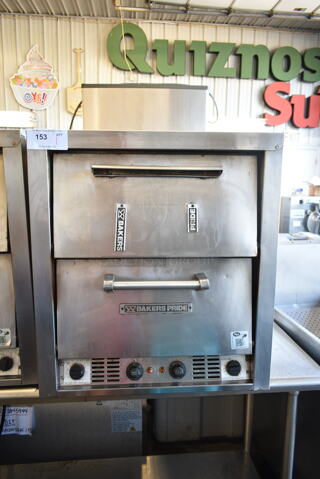 Bakers Pride P46S Stainless Steel Commercial Countertop Electric Powered 2 Deck Pizza Oven w/ Broken Cooking Stones. 208 Volts, 1 Phase. 