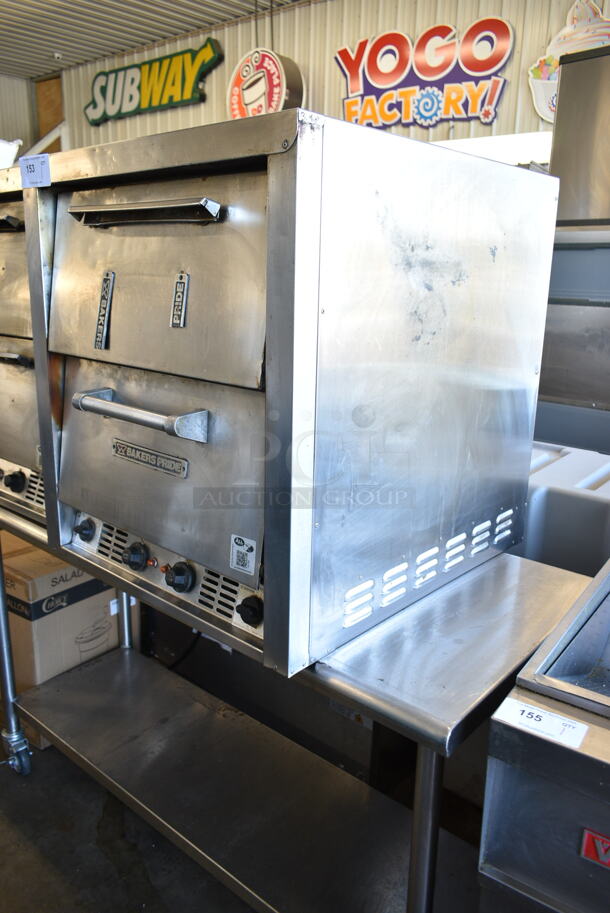 Bakers Pride P46S Stainless Steel Commercial Countertop Electric Powered 2 Deck Pizza Oven w/ Broken Cooking Stones. 208 Volts, 1 Phase.  - Image 2 of 6