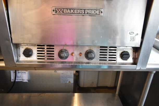 Bakers Pride P46S Stainless Steel Commercial Countertop Electric Powered 2 Deck Pizza Oven w/ Broken Cooking Stones. 208 Volts, 1 Phase.  - Image 3 of 6