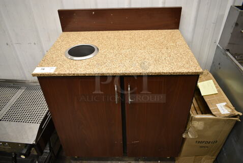 Wood Pattern Trash Can Shell w/ Counter, Trash Deposit Hole and 2 Doors.