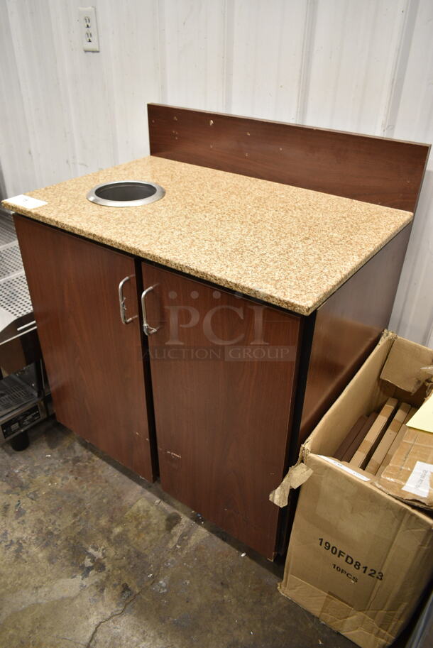 Wood Pattern Trash Can Shell w/ Counter, Trash Deposit Hole and 2 Doors. - Image 2 of 6