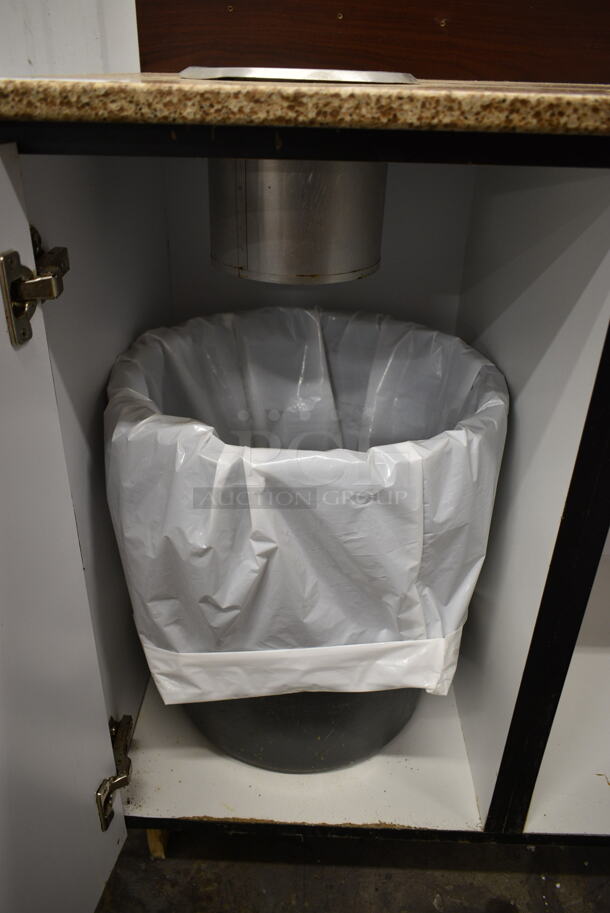 Wood Pattern Trash Can Shell w/ Counter, Trash Deposit Hole and 2 Doors. - Image 5 of 6
