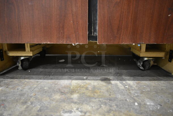 Wood Pattern Trash Can Shell w/ Counter, Trash Deposit Hole and 2 Doors. - Image 6 of 6
