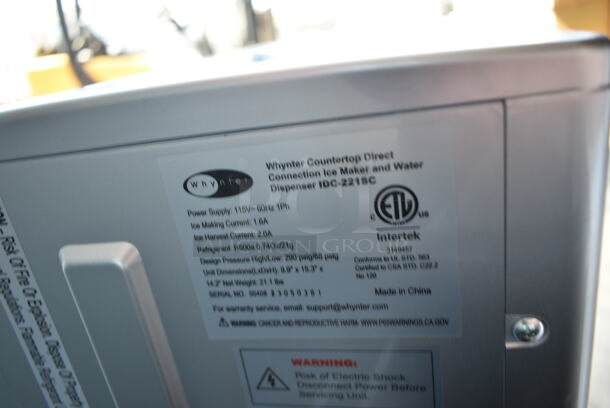BRAND NEW SCRATCH AND DENT! Whynter IDC-221SC Countertop Direct Connection 26lb per day Ice Maker and Water Dispenser – Silver. 115 Volts, 1 Phase. Tested and Working! - Image 8 of 8