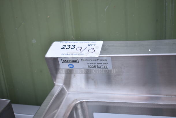 BRAND NEW SCRATCH AND DENT! Steelton 522BS3T38 3 Bowl 18 Gauge Underbar Sink - 38" x 18 3/4" - Image 9 of 9