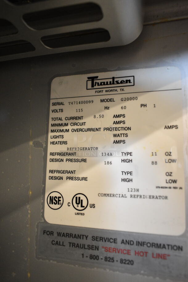 Traulsen G20000 Stainless Steel Commercial 4 Half Size Door Reach In Cooler on Commercial Casters. 115 Volts, 1 Phase. Tested and Powers On But Does Not Get Cold - Image 8 of 8