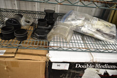 ALL ONE MOENY! Lot of Various Items Including Poly Pieces and 20 Monin Syrup Pump Tops