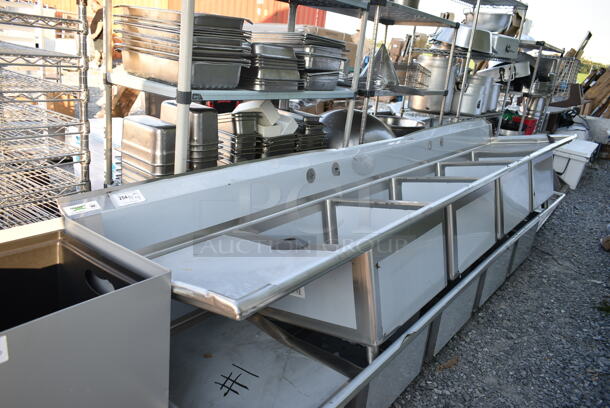 BRAND NEW SCRATCH AND DENT! Regency 600S42424224 Stainless Steel 4 Bay Sink w/ Dual Drain Board. No Legs. Bays 24x24x13.5. Drain Boards 22x26 - Image 2 of 10