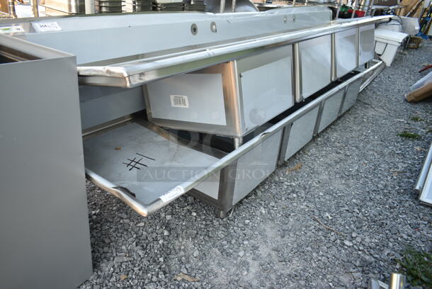 BRAND NEW SCRATCH AND DENT! Regency 600S42424224 Stainless Steel 4 Bay Sink w/ Dual Drain Board. No Legs. Bays 24x24x13.5. Drain Boards 22x26 - Image 2 of 9