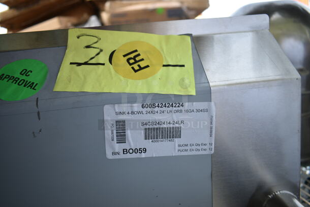 BRAND NEW SCRATCH AND DENT! Regency 600S42424224 Stainless Steel 4 Bay Sink w/ Dual Drain Board. No Legs. Bays 24x24x13.5. Drain Boards 22x26 - Image 9 of 9