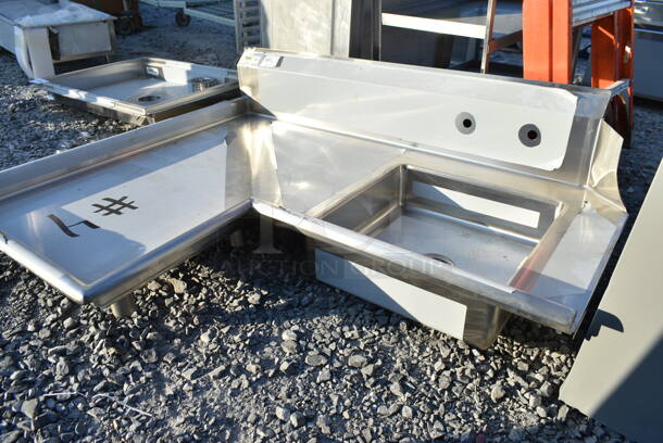 BRAND NEW SCRATCH AND DENT! Regency 600DDTI48L 4' 16-Gauge Stainless Steel Soiled L-Shape Dishtable - Left Island. No Legs.  - Image 3 of 6