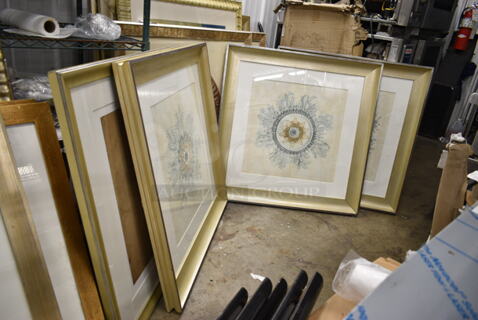 6 Framed Pictures Including Hummingbird, Shell, Designs. 6 Times Your Bid!