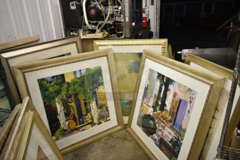 6 Framed Pictures Including Bird, Ocean. 6 Times Your Bid!