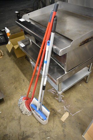 4 Items Including 2 Mops, Broom and Dust Pan. 4 Times Your Bid! 