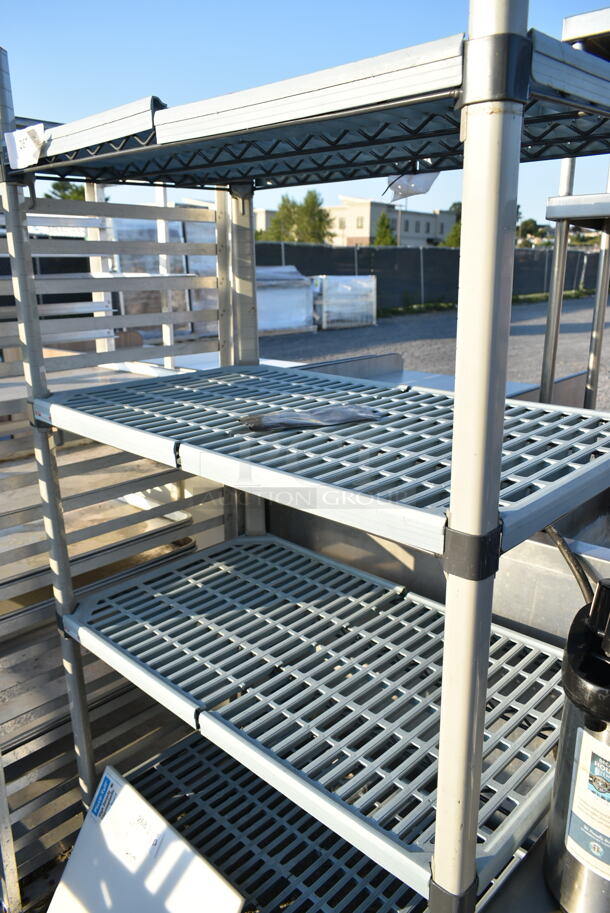 Poly and Metal 4 Tier Wire Shelving Unit on Commercial Casters. Buyer Must Pick Up - We Will Not Ship This Item. - Image 3 of 4