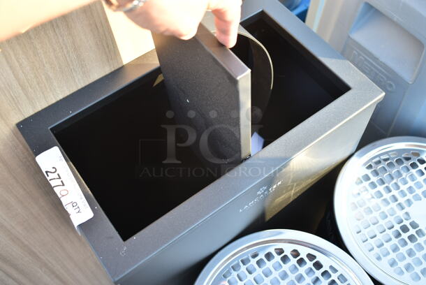 BRAND NEW SCRATCH AND DENT! Lancaster Table & Seating 13.5 Gallon Stainless Steel Rectangular Decorative Waste Receptacle with Swivel Lid. Color Differs From Stock Picture.  - Image 3 of 4