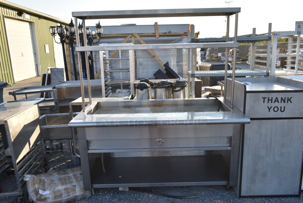 Stainless Steel Steam Table w/ 2 Tier Over Shelf and Under Shelf.  - Image 1 of 7