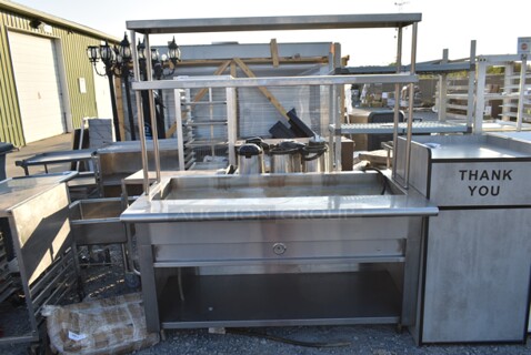Stainless Steel Steam Table w/ 2 Tier Over Shelf and Under Shelf. 