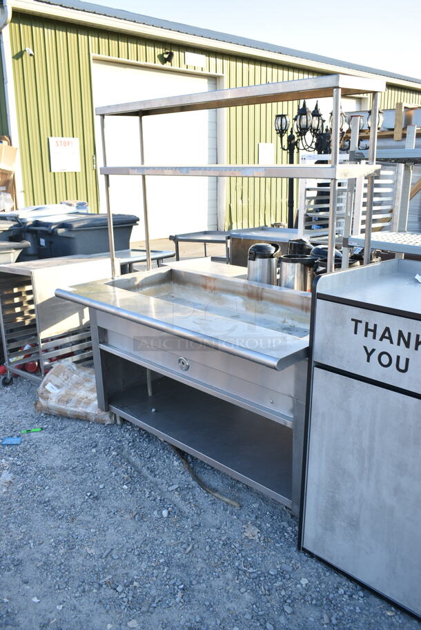 Stainless Steel Steam Table w/ 2 Tier Over Shelf and Under Shelf.  - Image 2 of 7
