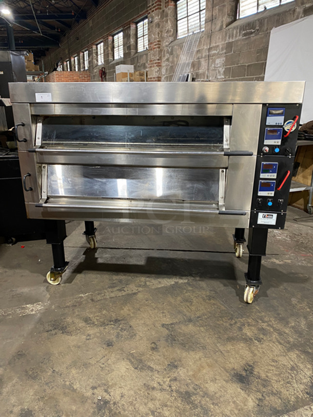 AMAZING! Bongard Commercial Electric Powered Modular Double Deck Baking Oven! All Stainless Steel! On Casters! With Steam Line! Model: FOURMODULABLEM4FE SN:9258881! 2 X Your Bid Makes One Unit!