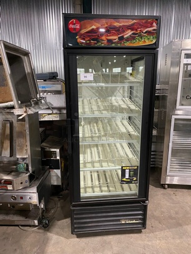 COOL! True Commercial Single Door Reach In Refrigerator Merchandiser! With View Through Door And Sides! Poly Drink Racks! Model: GEM26 SN: 6650287
