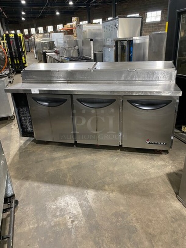Victory Commercial Refrigerated Pizza Prep Table! With 3 Door Storage Space Underneath! All Stainless Steel! Model: VPT88 SN: P0277405 115V 60HZ 1 Phase - Image 1 of 10