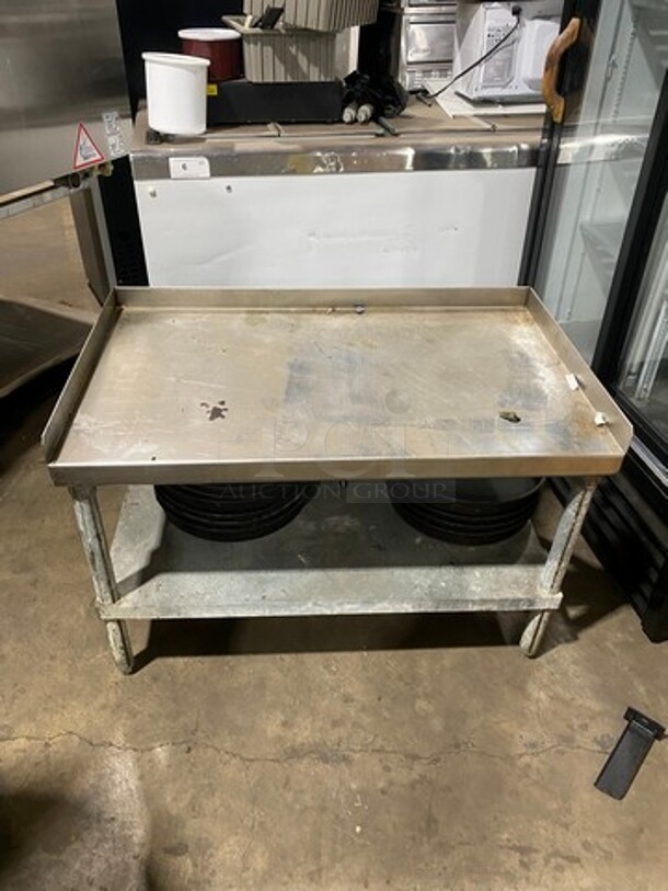Solid Stainless Steel Work Top/ Prep Table! With Back And Side Splashes! With Storage Space Underneath! On Legs!