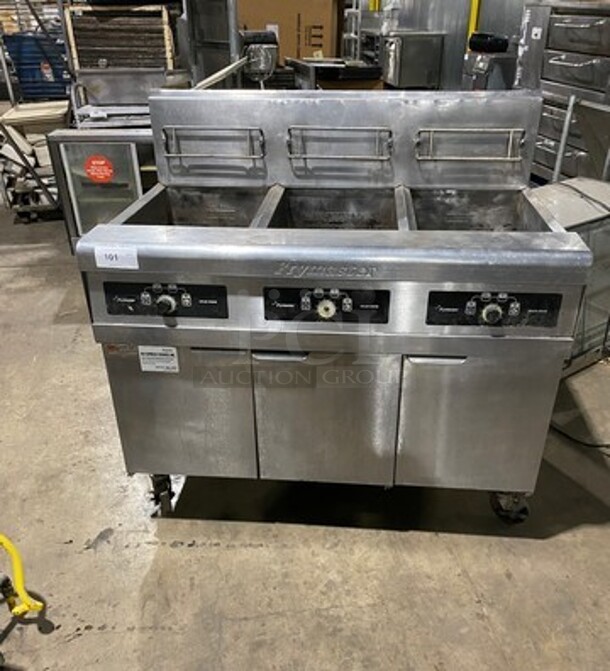Frymaster Commercial Natural Gas Powered 3 Bay Deep Fat Fryer! All Stainless Steel! On Casters! Model: FPPH355SD SN: 0905IE0027 - Image 1 of 12