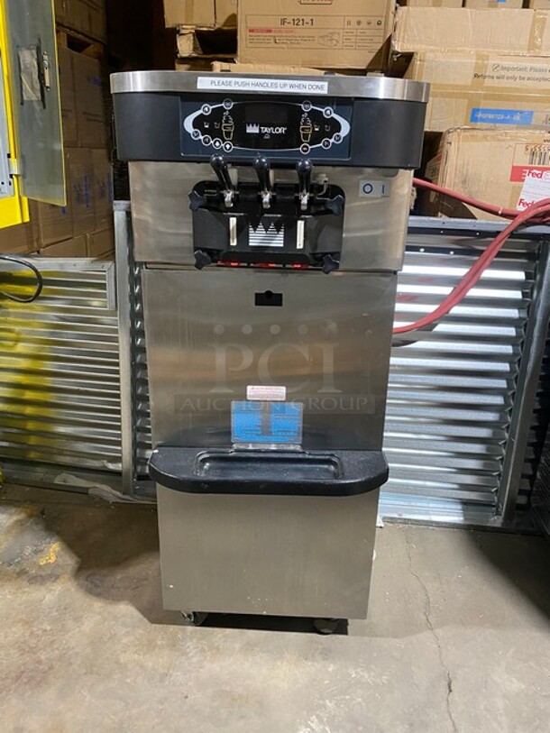 FANTASTIC! Taylor Commercial 2 Flavor Soft Serve Ice Cream/Yogurt Machine! All Stainless Steel! Model C72333 Serial M2107933! 208-230V 3Phase! On Casters! WORKING WHEN REMOVED! - Image 1 of 12